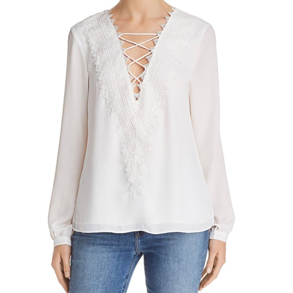 Wayf Lace-up V-Neck Blouse